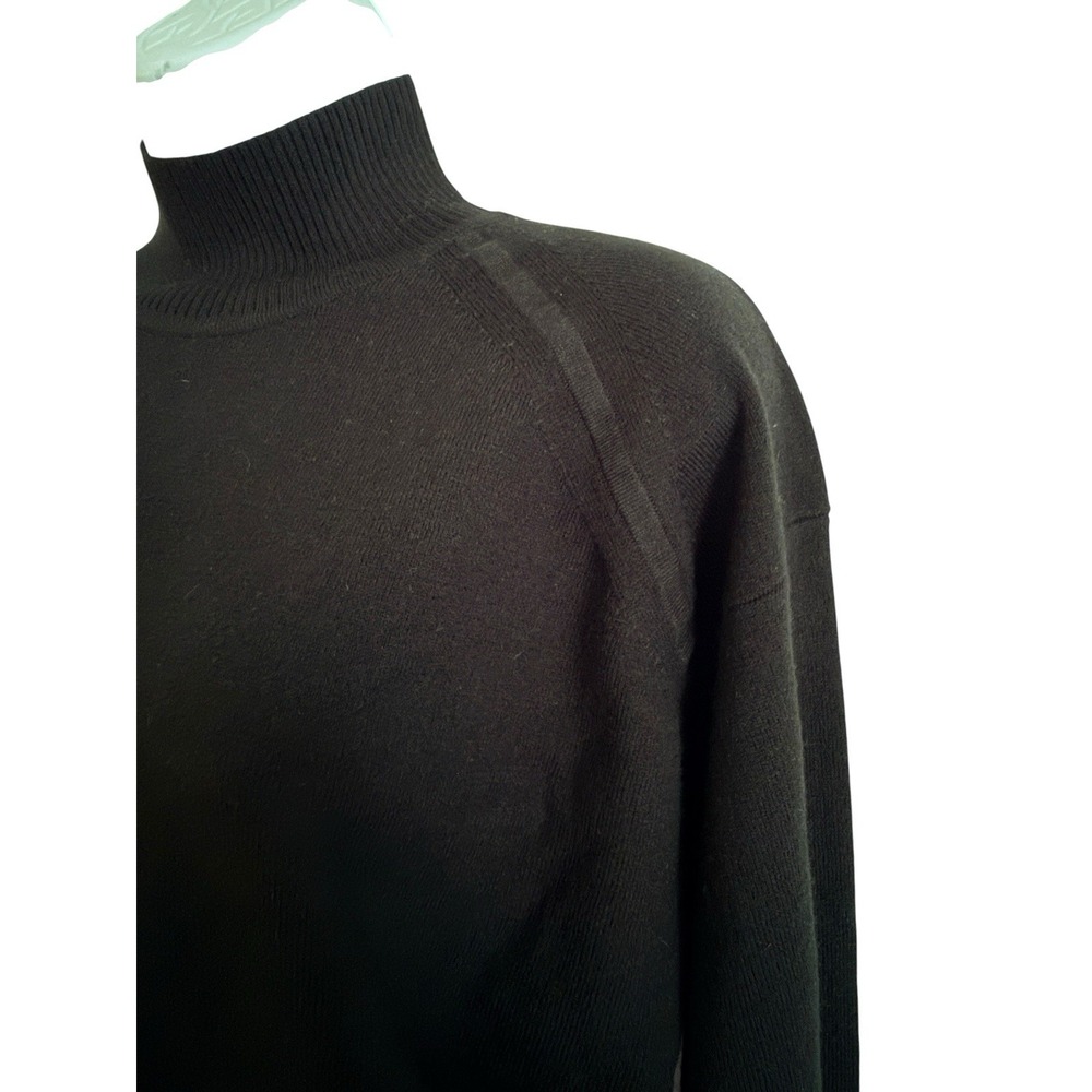 REISS Gabby Knit Sweater Dress M Black Wool Blend Mock Neck Zipper Slit $320 - Picture 10 of 14